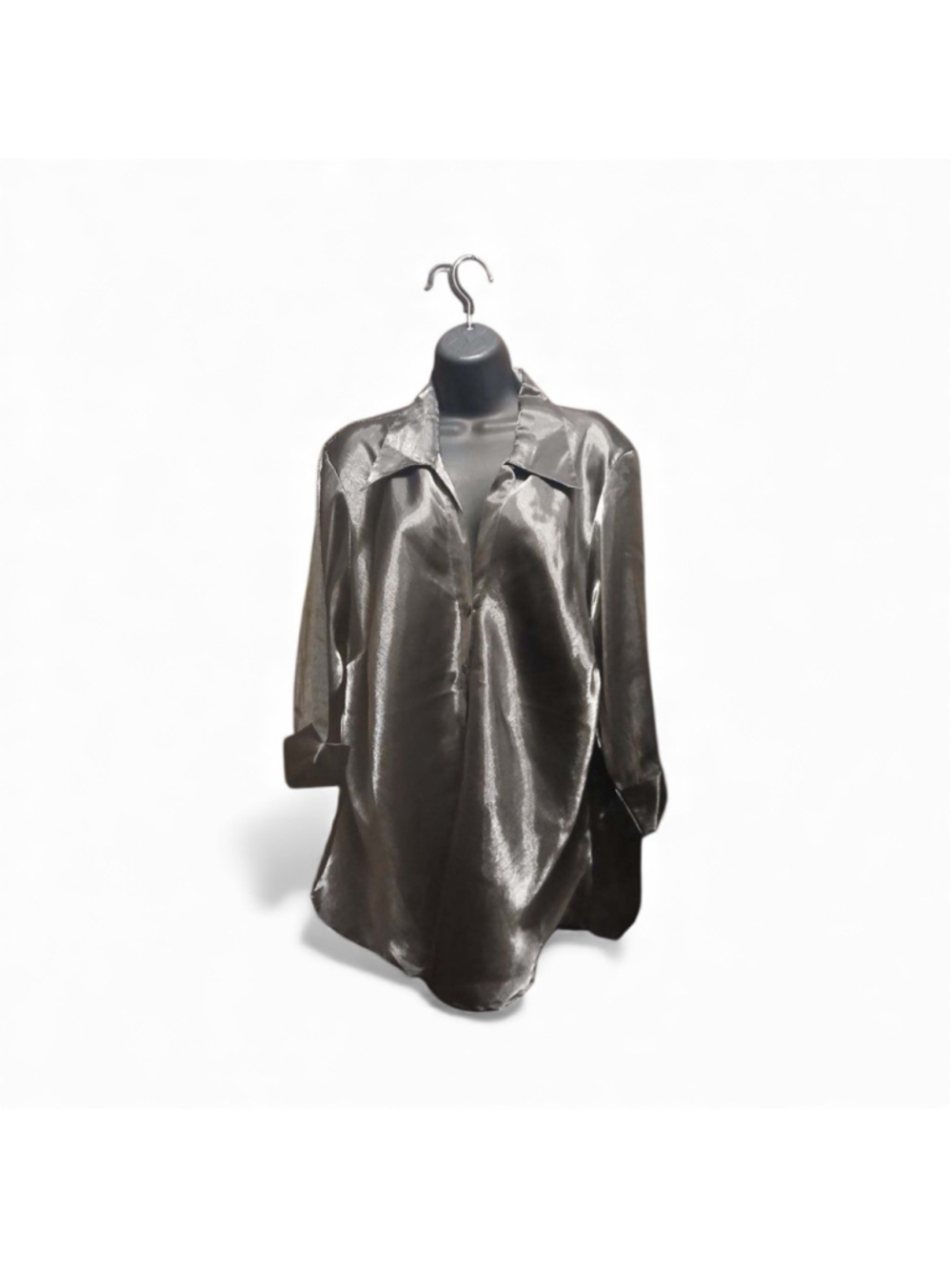 Blue Diamond Plus Women's 18W Long Sleeve Button-Up Metallic Shirt (JC249)